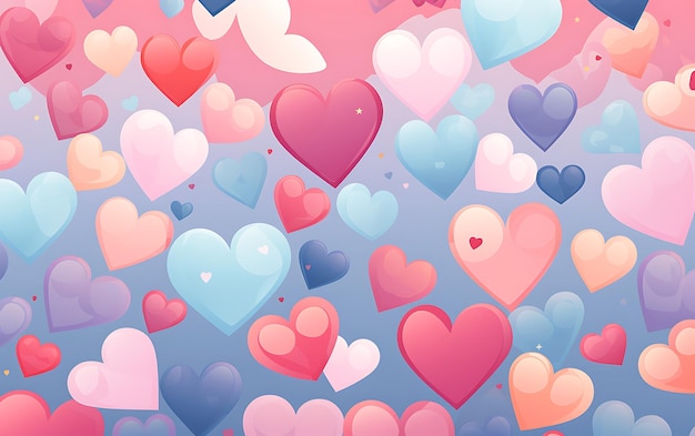 Japanese cute heart repeated patterns anime art style with pastel colors