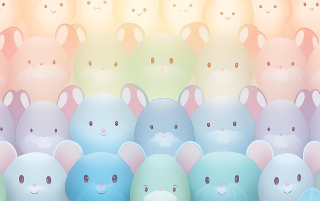 Japanese cute mouse repeated patterns anime art style with pastel colors