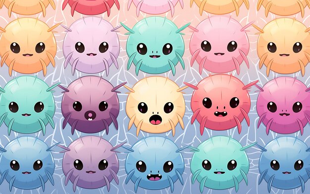 Photo japanese cute spider repeated patterns anime art style with pastel colors