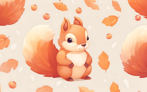 Charming Anime Squirrel Figure on Colorful Background Stock Illustration -  Illustration of ferret, full: 284340463