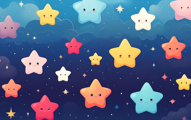 Photo japanese cute star repeated patterns anime art style with pastel colors