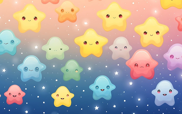 Photo japanese cute star repeated patterns anime art style with pastel colors