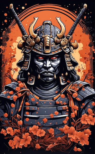 Samurai oscuri giapponesi in armatura generata dall'ia