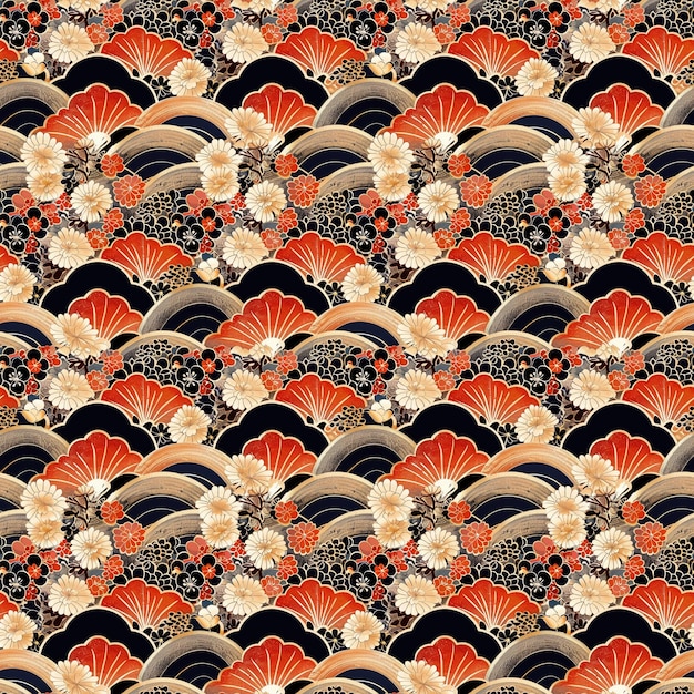 Photo japanese decorative seamless pattern for wallpaper and tiles design