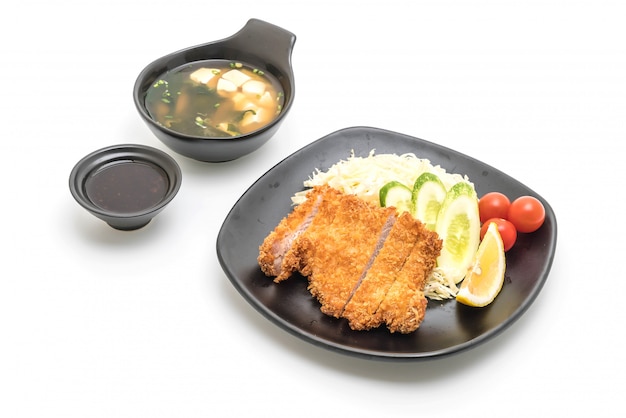 Japanese deep fried pork cutlet (tonkatsu set)