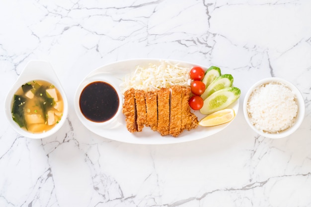 Japanese deep fried pork cutlet (tonkatsu set)