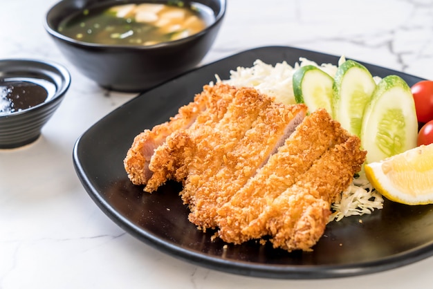 Japanese deep fried pork cutlet (tonkatsu set)