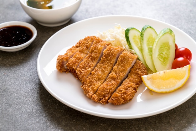 Japanese deep fried pork cutlet (tonkatsu set)