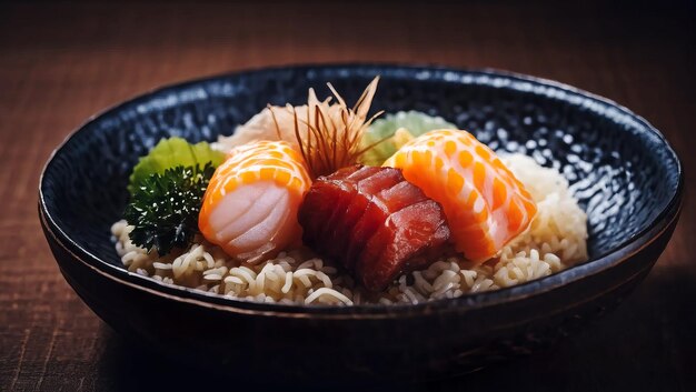 사진 접시 위의 일본 요리 생성 ai 일러스트레이션.