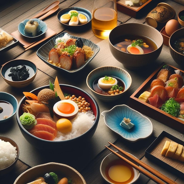 Photo japanese dishes background