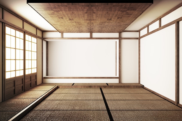 Pavimento di esposizione giapponese e pavimento in tatami .3d rende