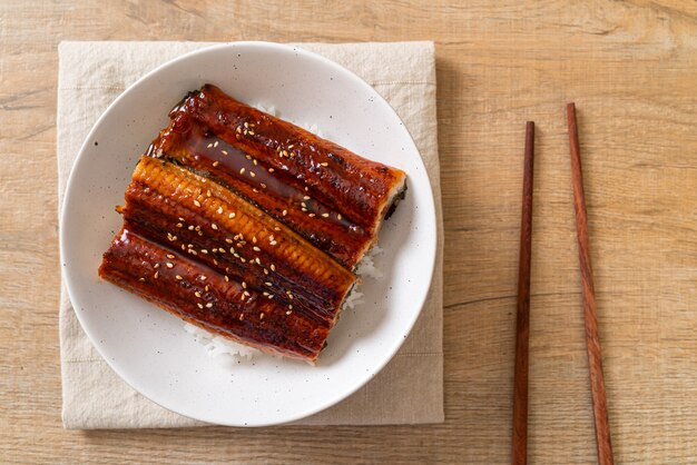 Japanese eel grilled with rice bowl or Unagi don