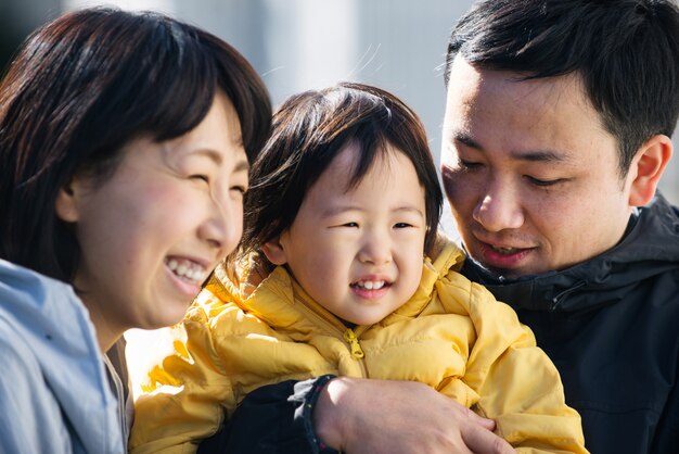 사진 도쿄의 일본 가족
