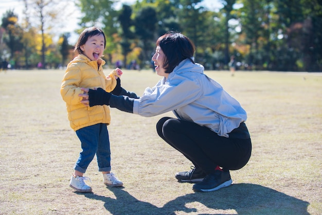 Japanese family in a park