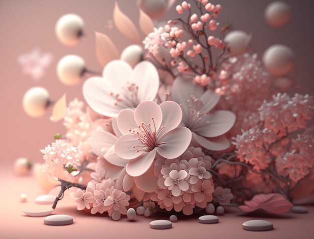 Photo japanese flower pink cherry blossom background