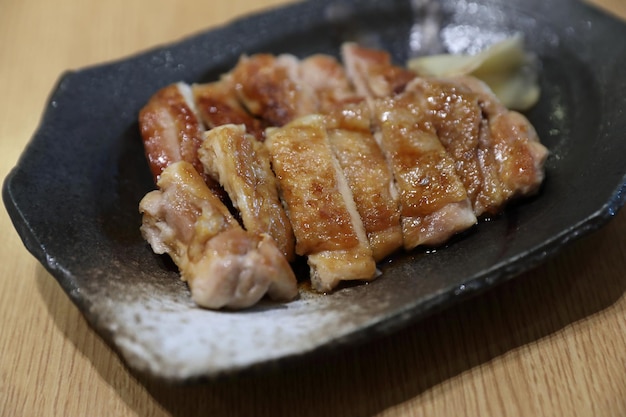 Japanese food , Chicken teriyÃ Â¸Âki with rice on wood background