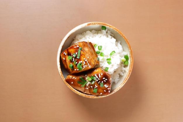 Japanese Food  Cod Fish Teriyaki Rice Bowl.