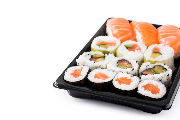 Japanese food: maki and nigiri sushi set isolated