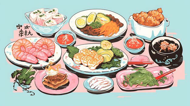 사진 일본 요리 웹 사이트 전단지의 새로운 맛을 위한 일본 음식 포스터