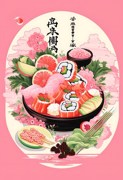 Japanese food poster for new taste from japanese cuisine website flyer