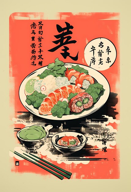 日本料理ウェブサイトのチラシから新しい味の日本料理ポスター