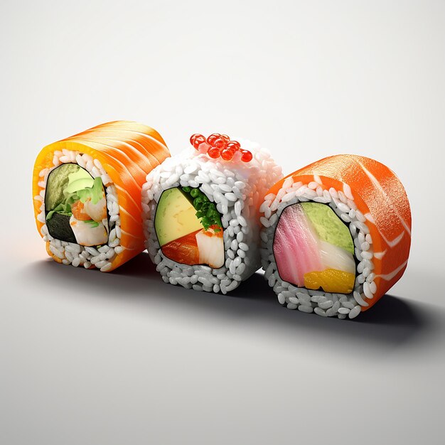 Japanese food sushi modern cool colors fish sea food salmon rice fresh tasty