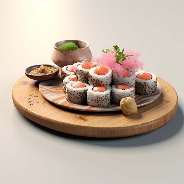 Japanese food sushi modern cool colors fish sea food salmon rice fresh tasty