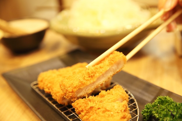 Japanese food tonkatsu with rice