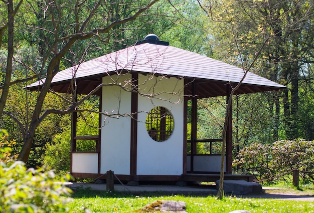 Japanese garden with veranda