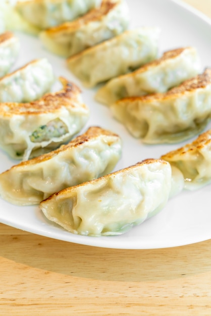 Japanese gyoza or dumplings with soy sauce