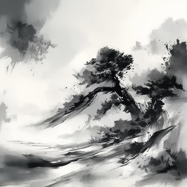 水墨画抽象画風 生成AI | Premium AI生成画像