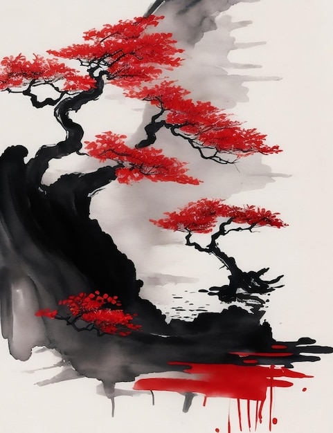 Premium AI Image | Japanese ink painting