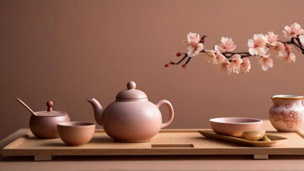 Japanese inspired minimalist tea interior