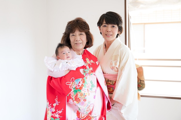 Japanese kimono photo with family