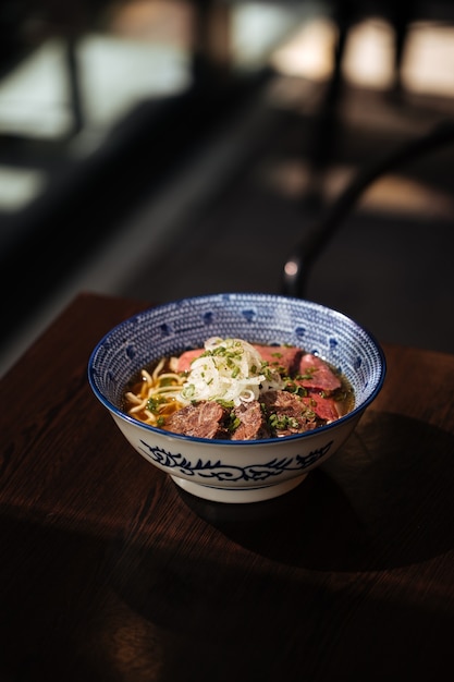 Japanese kumamoto shio ramen with horse meat