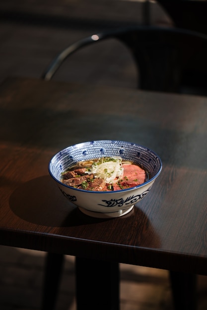 Japanese kumamoto shio ramen with horse meat