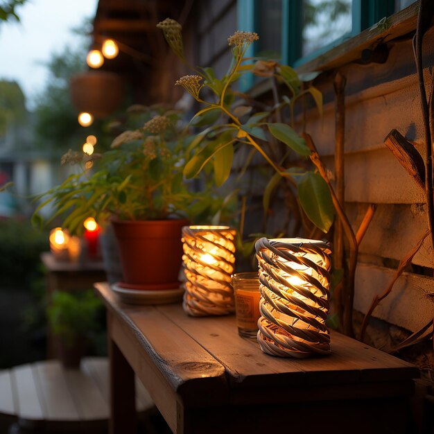 Japanese Log Outdoor Woven Wall Lamp