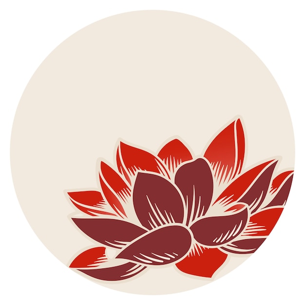 日本の蓮の花のステッカーデザイン要素