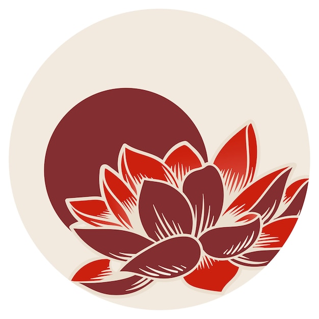 日本の蓮の花のステッカーデザイン要素