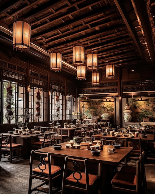 Japanese lunch in traditional dining room