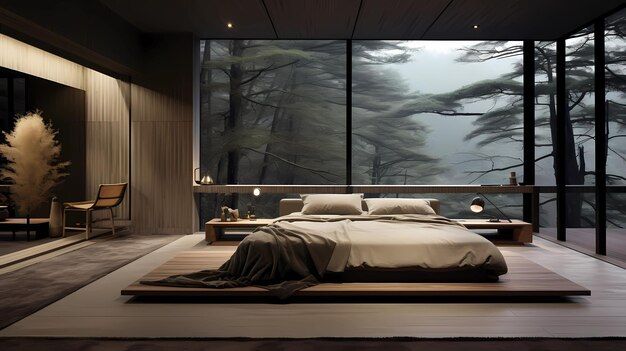 Premium AI Image | Japanese Minimalist Bedroom Design