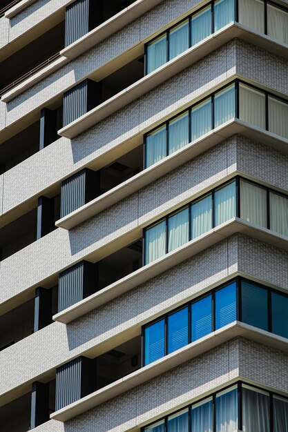 Japanese modern apartment facade in Osaka Japan