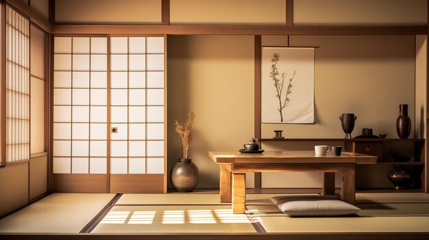 Japanese modern living interior selective focus