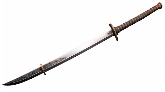 Foto naginata polearm giapponese su sfondo bianco