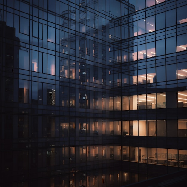 Japanese Office windows Evening skyline Leading lines Lowangle Futuristic Window reflections