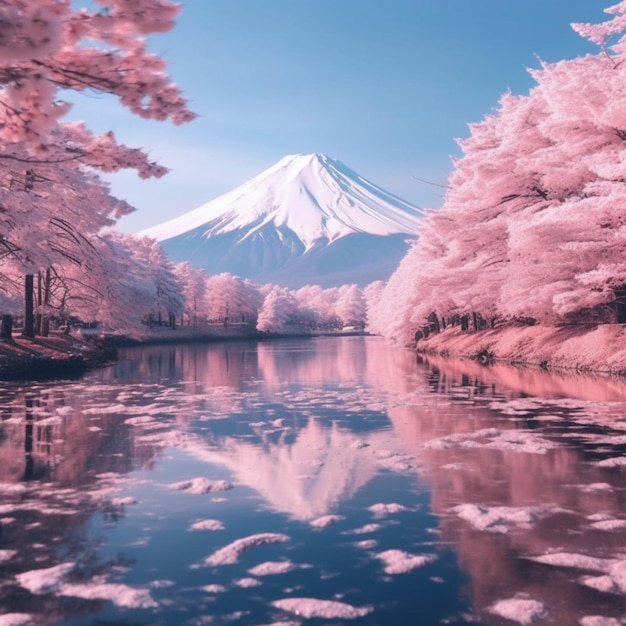 Японский пастельный пейзажный фон 10