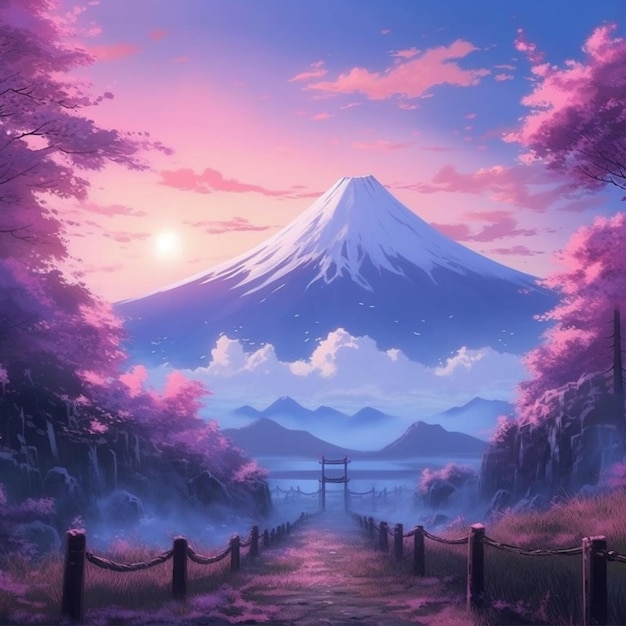 Japanese pastel landscape background 13