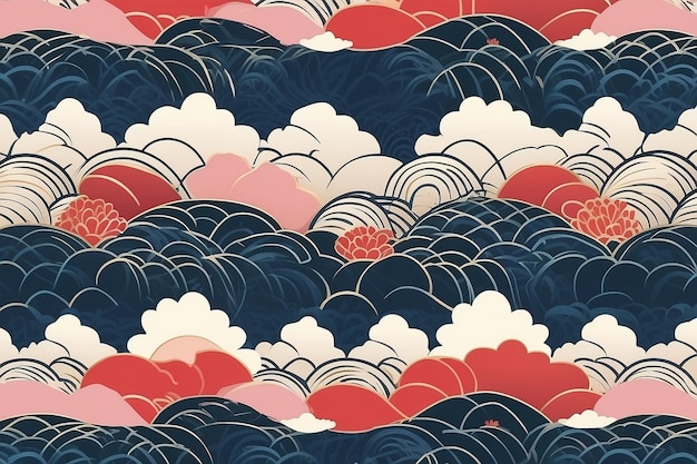 Japanese pattern and brush background design