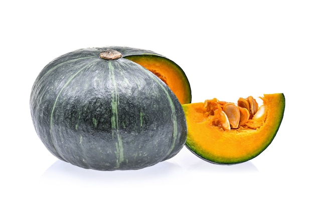 Japanese pumpkin with seed on white background