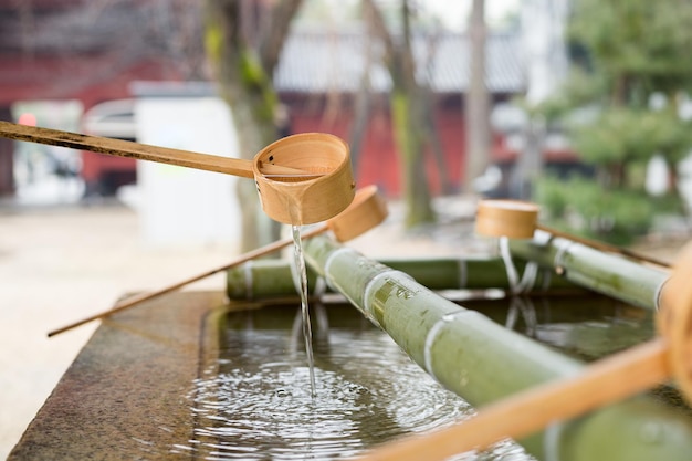 Japanese Purification Fountain in Shinto Temple